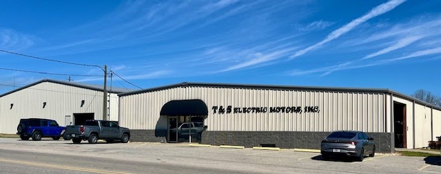 T & S Electric Motors building — front door and sign